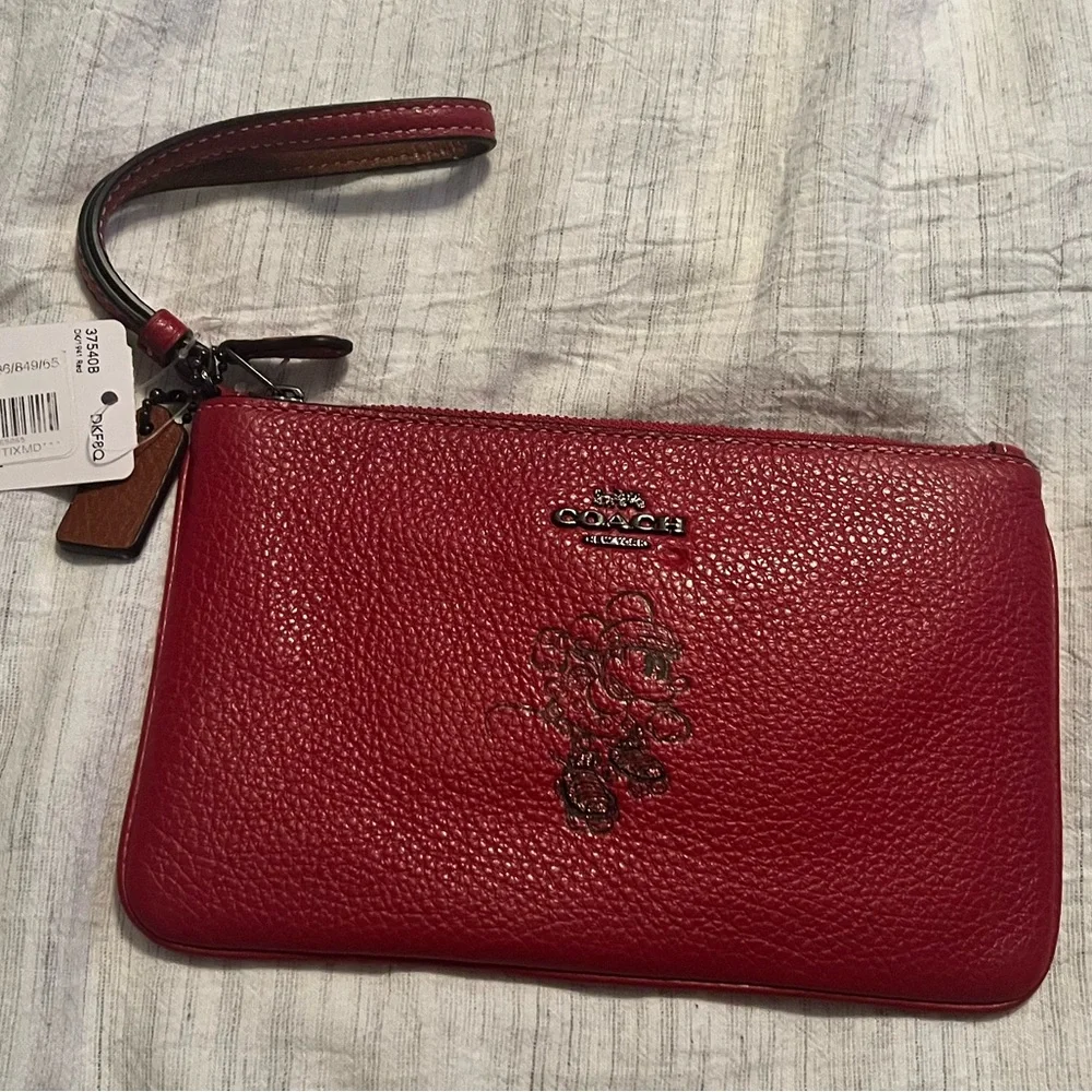 Coach Minnie Mouse Motif Wristlet - Picture 1 of 6